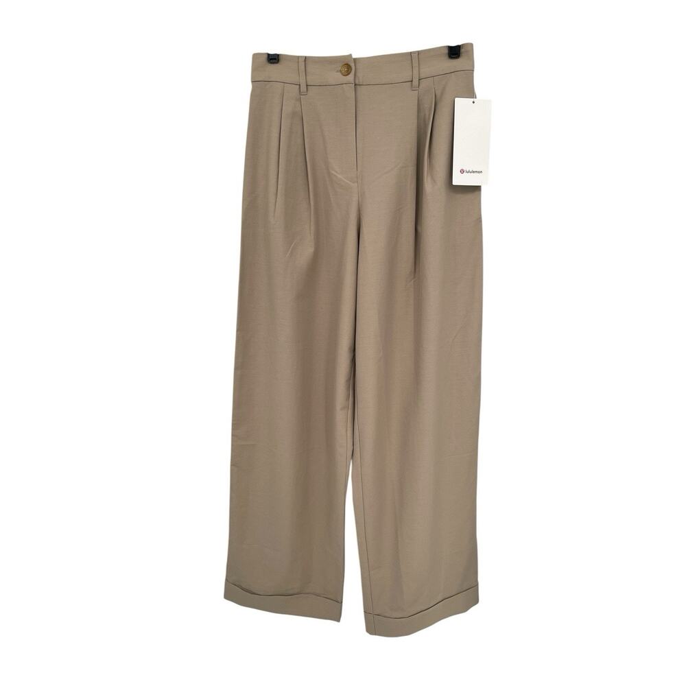 NWT Lululemon Lululinen Trouser Pants Tan Sheer Oak Size 28